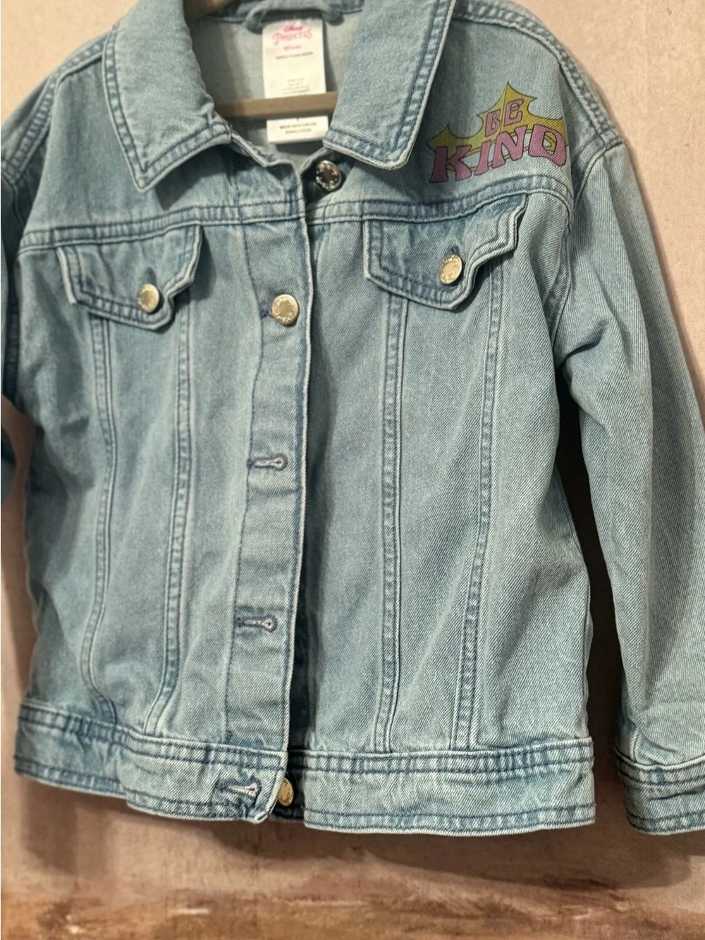 Disney Princesses light wash denim jacket Size 5